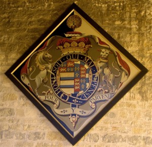 Hatchment for the 4th Duke of Rutland (from http://www.bottesfordhistory.org.uk/page_id__796_path__0p1p30p45p.aspx). Like Rutland, John would have been entitled to surround his arms with a Garter. Unlike Rutland, his would have been completely black due to the fact he was a widower